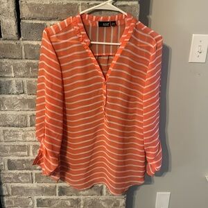 Women’s ana L blouse super cute & flowy coral with stripes